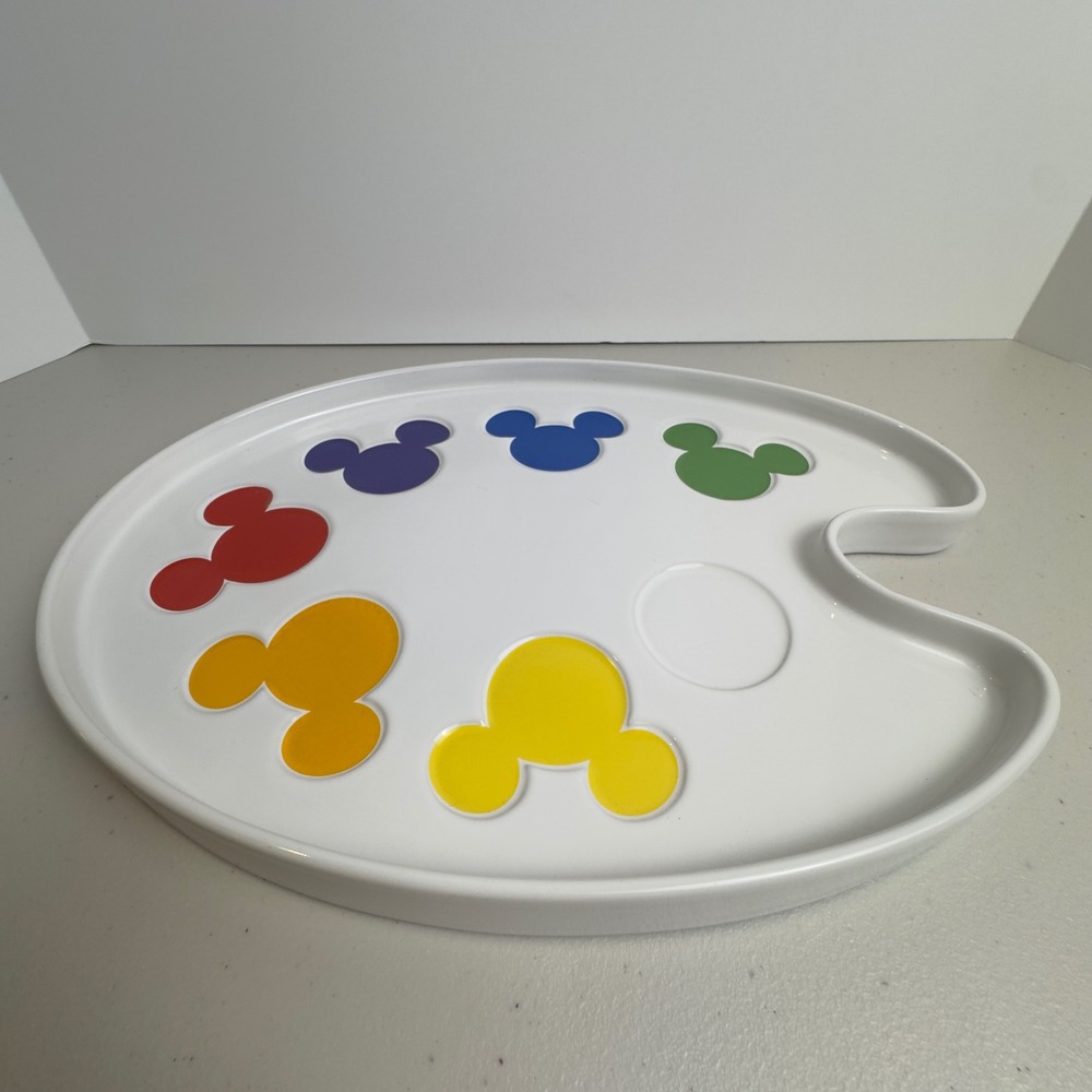 Disney Parks Ink & Paint Serving Tray Artist Palette Rainbow Mickey Mouse Plate